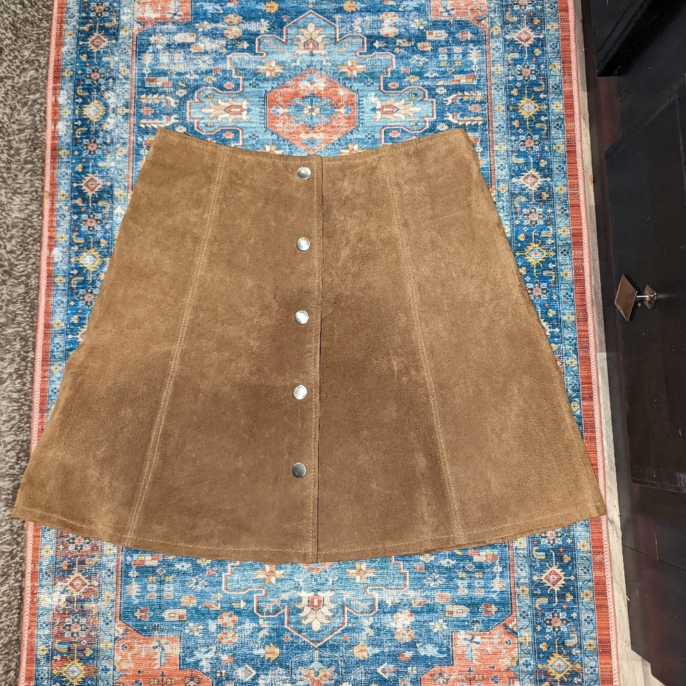 Suede button up skirt